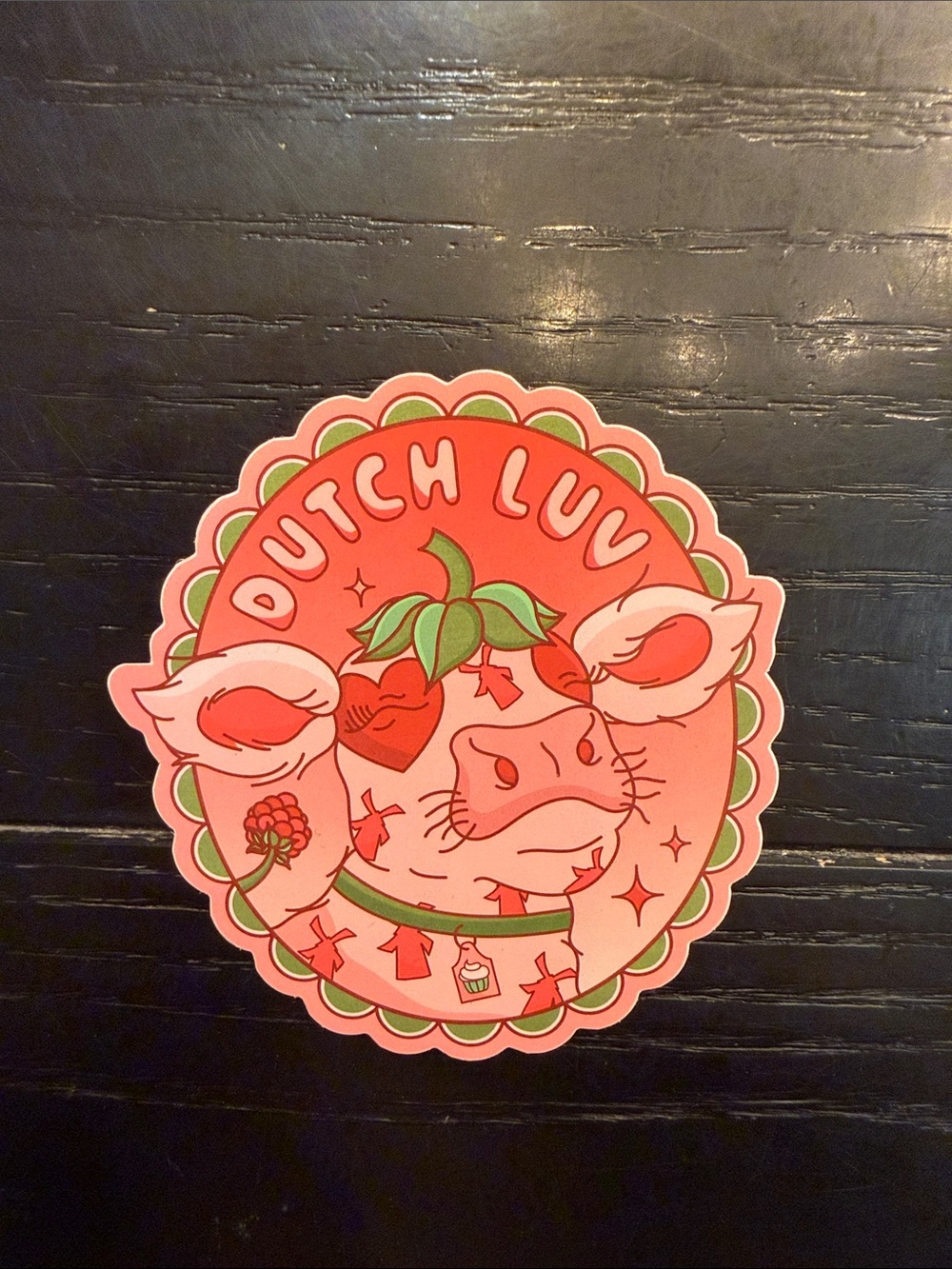 Dutch Bros Pink & Green 'Dutch Luv' Pig Sticker